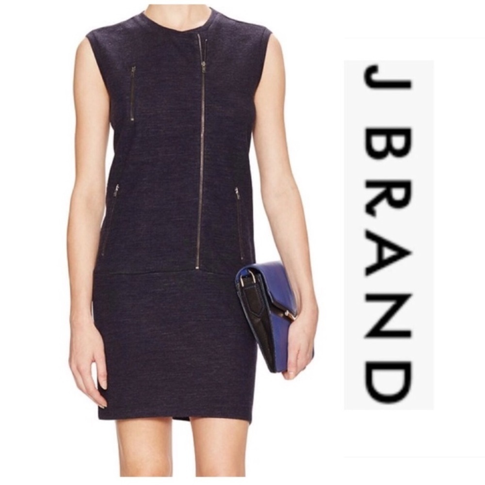J Brand Denim Blue Sleeveless Chatelet Wool Blend Sweatshirt Dress Size XS